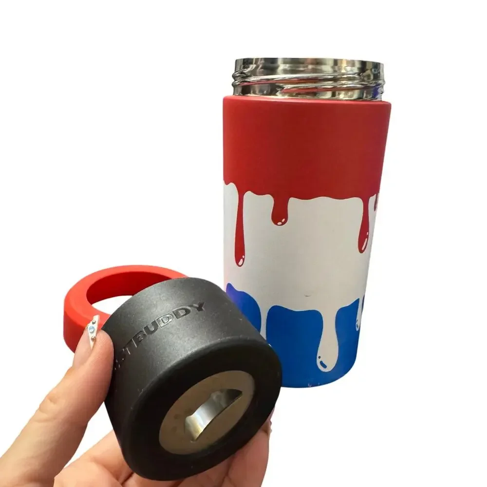 Frost Buddy Universal Can Cooler-Koozie-ROCKET POP-NEW -Red-White-Blue Drip